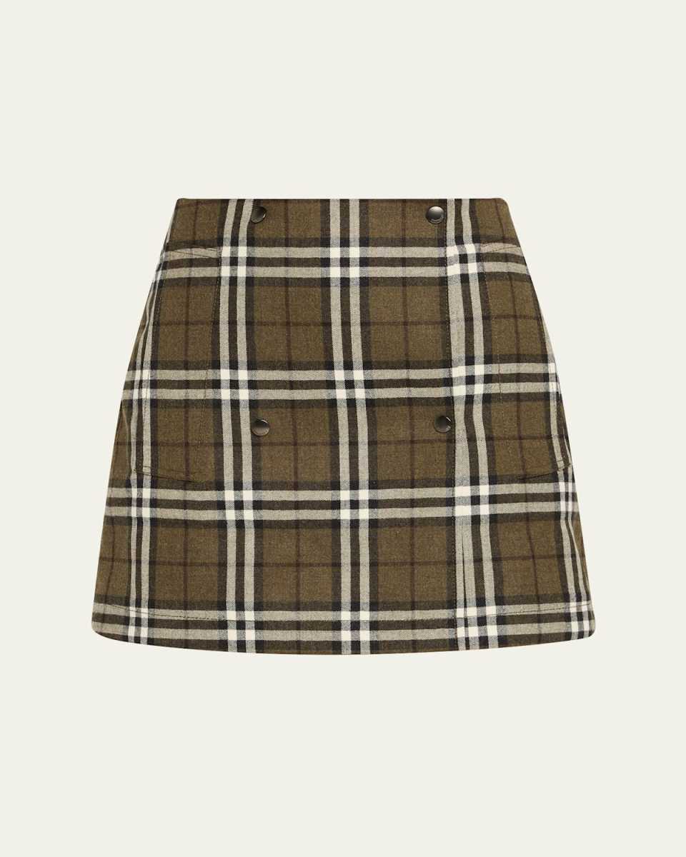 Check Double-Breasted Mini Skirt